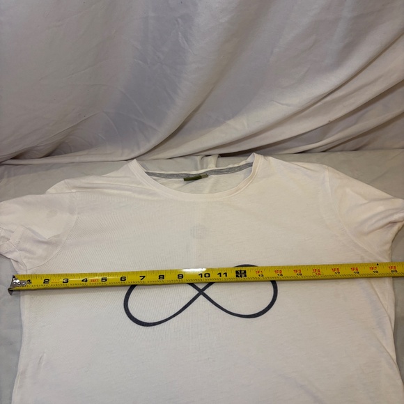 Organic Women White T-shirt Infinity Sign Size Large - Picture 7 of 8